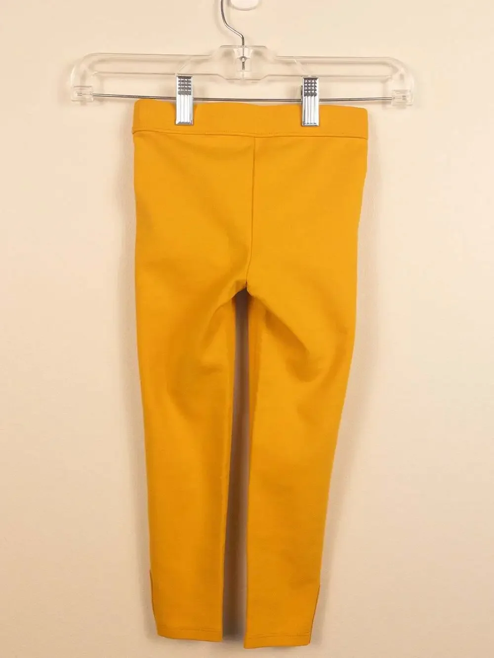 Janie and Jack Mustard Yellow Ponte Knit Legging, Gold-Tone Button Detail Size 4